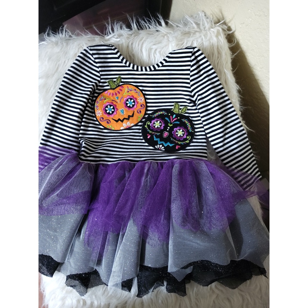 Emily Rose Infant Girls Halloween Sugar Skull Pumpkin Tutu Dress 18M Stripe